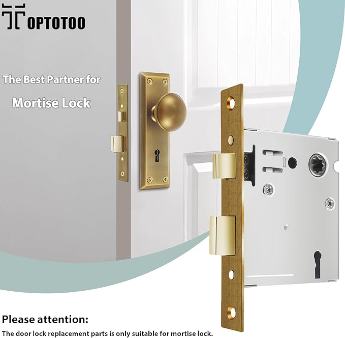Mortise Lock Set Interior Door, Old Door Lock Replacement Parts, Antique Vintage Door Lock Hardware, Skeleton Keys and Reversible Latch, Mortise Lock Kit, Antique Brass Finish
