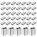 1/4" (40 PCS) Aluminum Wire Rope Sleeves, Crimping Loop Sleeve for 6mm Diameter Cable and Wire Rope, Double Barrel Crimp Sleeves Cable Ferrule for DIY, Fishing, Home & Crafts