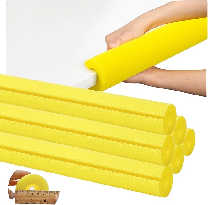 Hanaive Yellow 6 Pcs 40 x 2. 4 x 0. 6 Inch Jumbo Pool Noodles Pipe Insulation Foam Tube Pre Slit Clamp Foam Noodles for Padding Large Tube for Swimming Floating Craft Projects Padding Bumper