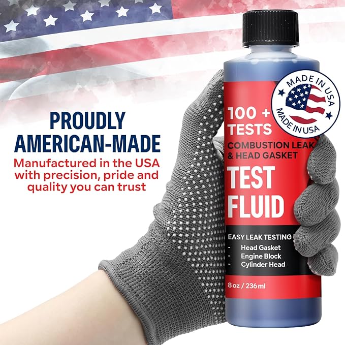 Combustion Leak + Head Gasket Test Kit - Over 100 Tests - Includes 8oz Leak-Detection Fluid, Tester + Nozzle - Made in USA - Detect Leaks Quickly For Most Engine Systems - Fuel, Boost, Coolant & More