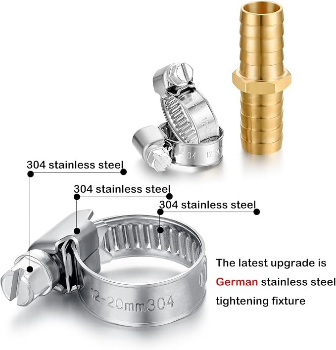 Garden Hose Repair Connector,Solid Brass Hose Repair Kit, 5/8" Barb Garden Hose Fittings(5/8"Barb -2 Set)
