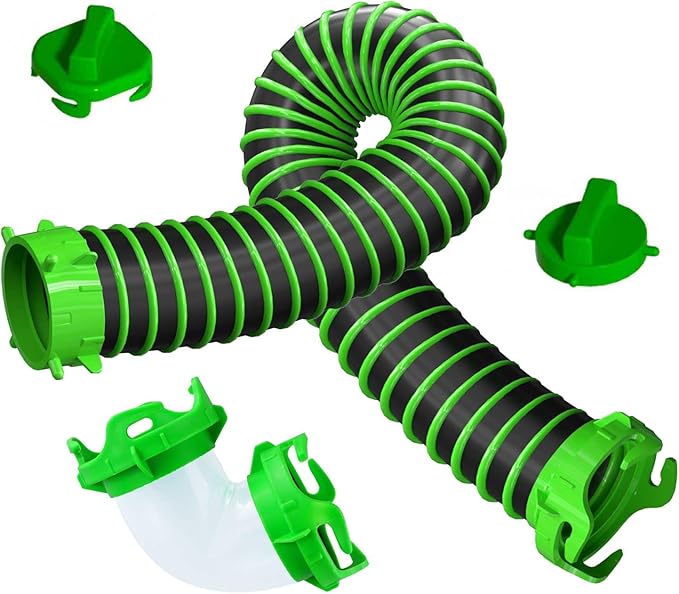 3 FT Camper Sewer Hose Kit with 90-Degree RV Tote Tank Adapter - 4 Bayonet Prongs on Each End for Sewer Hose Fittings -Connects Tote Tank to a Dump Station (3 Ft Sewer Hose Kit)