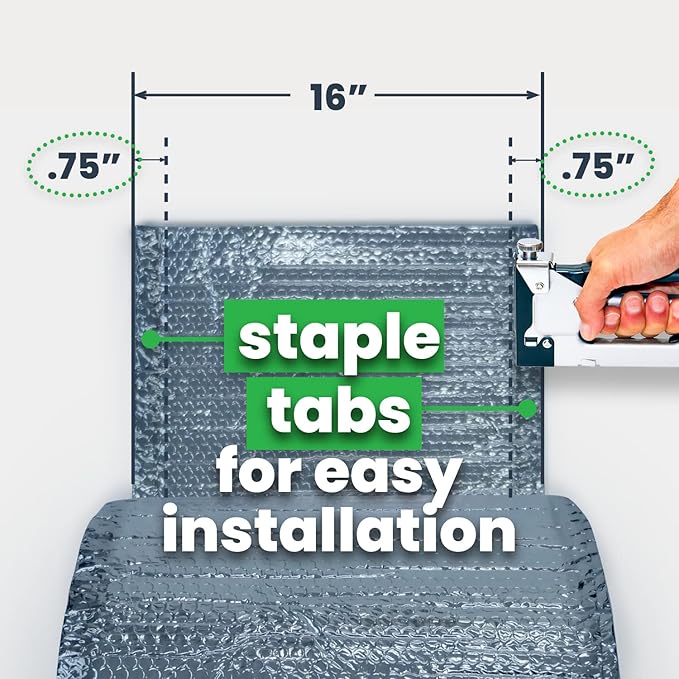 EcoFoil rFoil Floor Joist & Wall Insulation 16” x 125’ (166.63 Square feet) – Double Bubble Reflective Foil for Floor & Wall Insulation - Reflects 96% Radiant Heat - Vapor Barrier