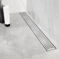 Neodrain 28-Inch Linear Shower Drain with Removable Quadrato Pattern Grate, Brushed 304 Stainless Steel Rectangle Shower Floor Drain,Linear Drain with Leveling Feet,Hair Strainer