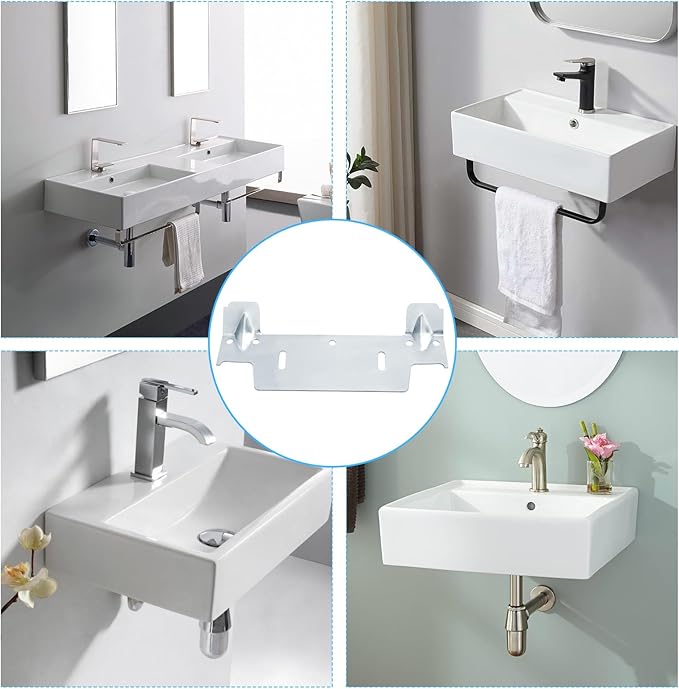 382430-1120A Steel Hanging Bracket for Wall-Mounted Sink, Featuring Multiple Holes for Securing The Threaded Stud Backplate（2 Pack）