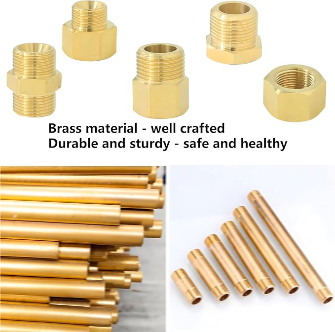 9/16" Male Threaded Plug, Brass Hex Socket Pipe End Cap Fitting, Blanked Stop Nut Cover, Globe Valve Pipe Plug. For kitchen faucet hot/cold water pipes, RV water pipe joints, radiator valves. 2 pcs.