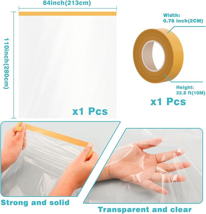 110'' x 84'' Window Insulation Kit, Window Insulation for Winter, POF Window Sealer for Winter, Insulates Indoor Windows Keep Warm for Weatherproofing Window Film for Winter Window Covering-1PCS