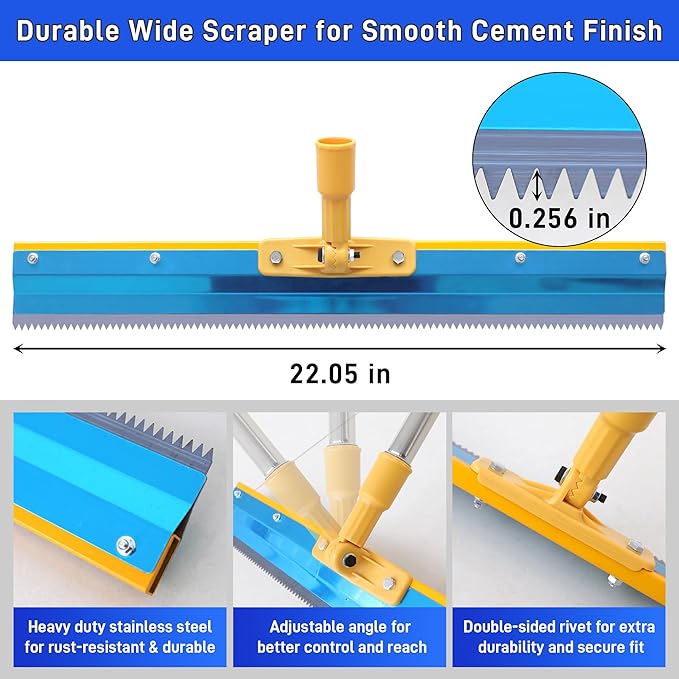 Self Leveling Cement Tool Kit- Epoxy Floor Tool Kit Includes Self-Leveling Rake, 2 Spiked Roller, 2 Flooring Construction Painter Roller, 16“-63” Telescopic Poles, Epoxy Spike Shoes and Gloves