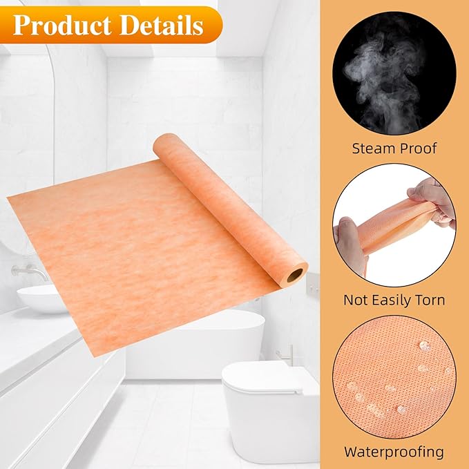 Waterproof Membrane for Shower,3.3ft x 33ft Waterproofing Membrane Underlayment Band for Bathroom,Kitchen,Saunas and Wet Areas,Tile Wall Uncoupling Seam Tape for Steam Room,108 Sq Ft,23.6 Mils Thick