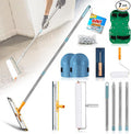 Upgraded Self-Levelling Cement Tool Kit - Floor Construction Roller Spike Shoes - Garage Flooring Concrete Tools with Adjustable Threaded Pole - Self-Leveling Rake - Spiked Roller