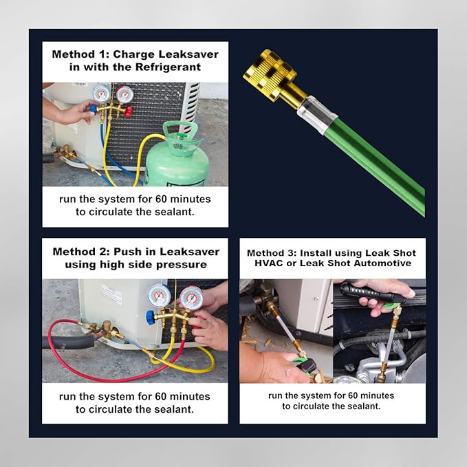 Leak Saver Direct Inject Ultimate 3-in-1 | AC Refrigerant Leak Sealer | with UV Dye & Moisture Remover | for Most HVAC Systems Up to 5 Tons - Professional AC Leak Sealer - AC Stop Leak