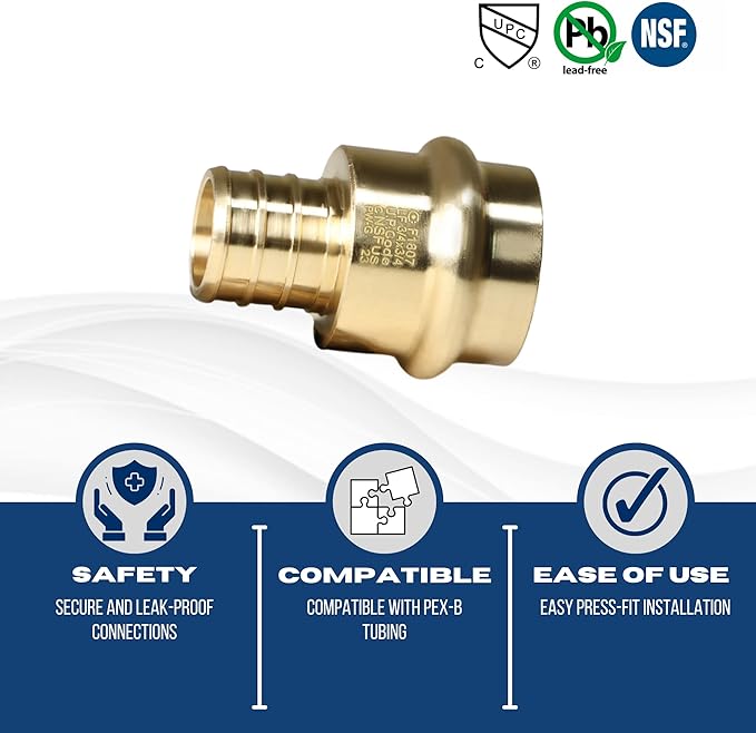 XFITTING 3/4 inch Pex B x 3/4 inch Press Coupling, 202-3-5=10XX, 10 Pieces