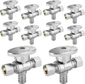 10-PCs HeSun Dual Compression Outlet Angle Stop Valve, 1/2" PEX-B x 3/8" OD Comp x 3/8" OD Comp, 1/4-Turn Shut Off Valve for Bathroom, ASTM F1807(VALVE125-10)