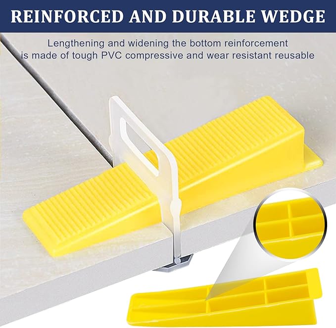 Tile Leveling System with Tile Plier and Rubber Mallet, 1000 Piece Tile Spacers Clips and 200 Piece Reusable Wedges, Tile Leveler Tool Set for Tile and Stone Installation (1/8 Inch)