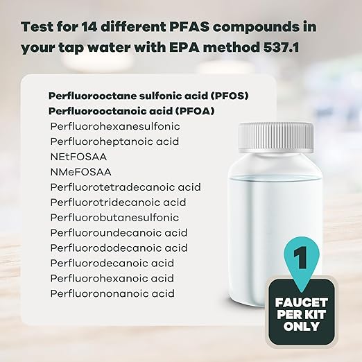 Professional PFAS Test for Drinking Water | Certified Tap Score Home Kit | Mail-in Lab Analysis | Easy Sampling, Shipping Included | EPA Testing Method