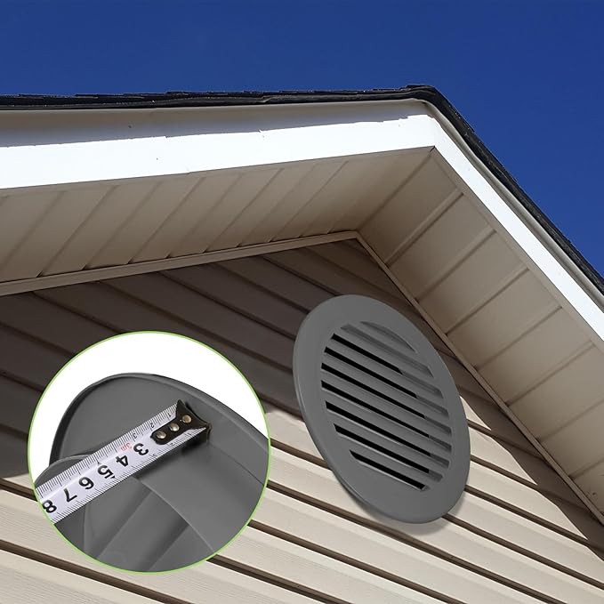 PATIKIL 9" Round Air Vent, Louver Grille Cover Aluminum Alloy Soffit Vent HVAC Ventilation for Ceiling Wall Roofing Bathroom Kitchen Garage Duct Shed Garage, Dark Gray