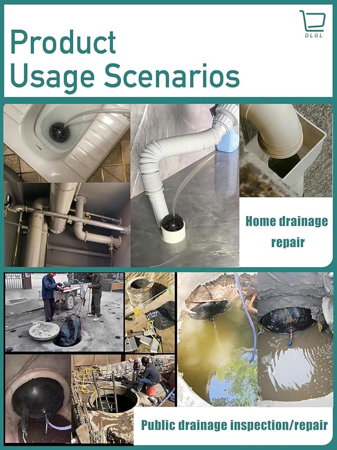 Test-Ball Pipeline Plugging Air Bag,Sewer Test Plug，Water Shut Off Airbag, Rubber Plumbing Balloon，Inflatable Pipe Test Plug，Used for Drainage Pipe, Sewage Pipe Temporary Water Blocking (20 Inchs)