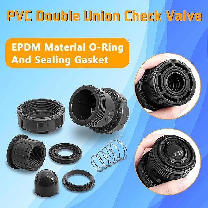 1in NPT PVC Spring Check Valve, UPVC Swing Utility Water One Way Check Valve, Sch80 Pool Ball Check Valve for Backflow Prevention
