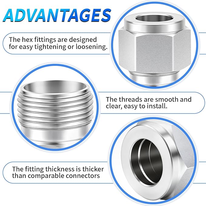 ChillWaves 304 Stainless Steel Compression Tube Fitting, 1" OD x 1" OD 90 Degree Elbow Compression Union Connector(1-PACK)