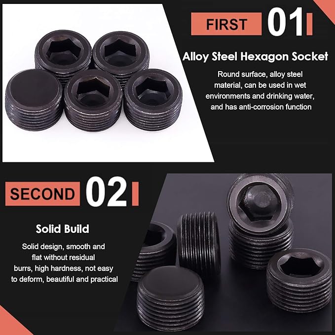 Hilitchi 10Pcs Carbon Steel Black Pipe Fitting Pipe Plug Fitting NPT Male Plug (3/4)