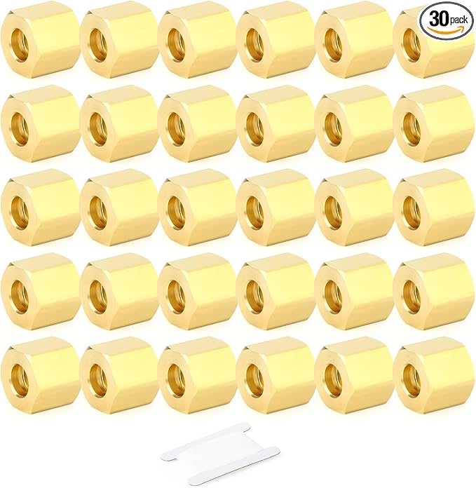 GASHER 30PCS Brass 1/4" Compression Fitting, Brass Compression Nut