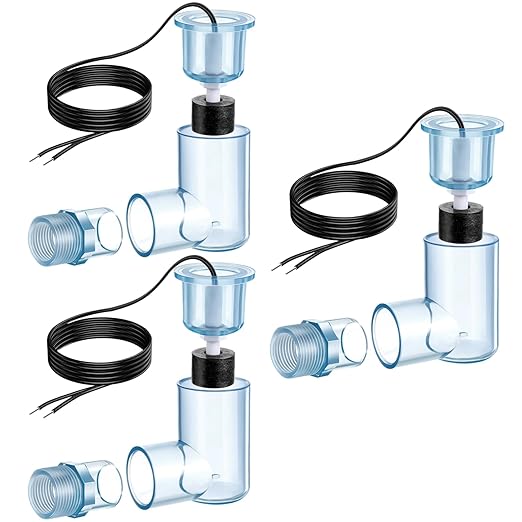 yeesport 3 PCS SS2 AC Float Switches, L Shape AC Float Switch with 3/4 in Adapter & 6 Ft Wire, Water Level Sensor Switch for Air Conditioner Drain, Condensate Overflow Detection, HVAC Safety Accessory