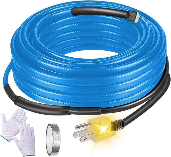 120V Heat Tape with Thermostat for Pipe Freeze Protection, 40 Feet Heat Trace for Water Pipes, 5 W/Ft, Electric Self-regulating Pipe Heating Tape for Metal And Plastic Pipes SnulyHeet