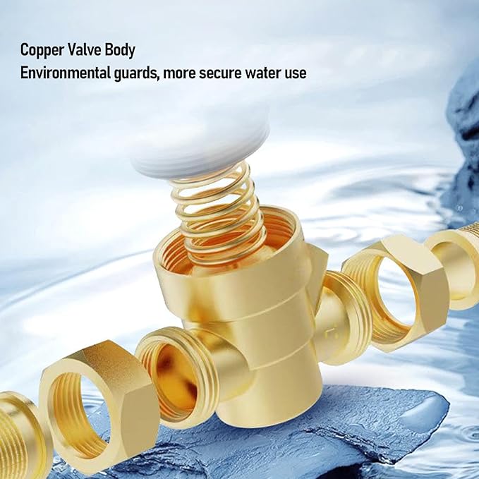 FTVOGUE Water Pressure Regulator Brass Adjustable with Pressure Dial Gauges 1 to 6 Bar Range for RV Home Plumbing System Reduction (3/4 inch (DN20))