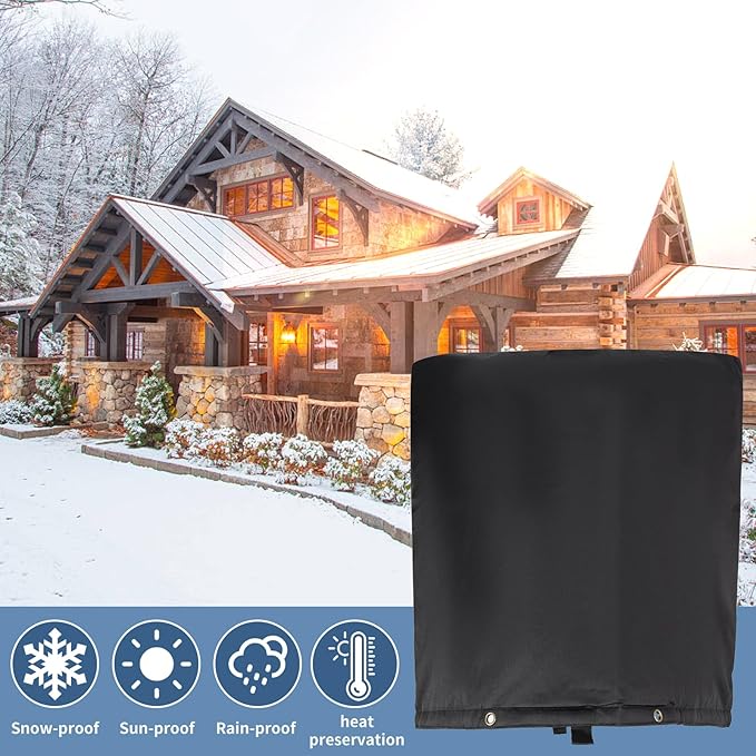 Insulated Backflow Preventer Pouch - Outdoor Pipe Insulation for Winter, Well Pump & Sprinkler Valve Protection (Black 30" W×26" H)