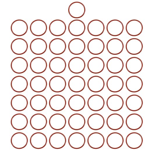 MECCANIXITY Silicone O-Ring 24mm ID 28mm OD 2mm Width Metric VMQ Sealing Gasket Replacement 50A Durometer for Plumbing Compressor Faucets Valves Repair (Red, Pack of 50)