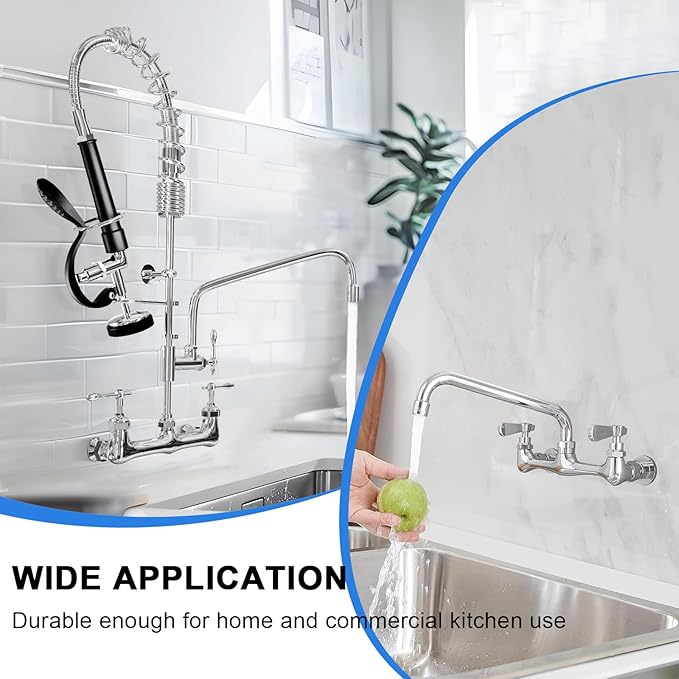 Handle Stem Assembly Replacement Valve Hot & Cold, Brass Spindle Assembly Cartridge Faucet Valve for Kitchen Wall Mount Commercial Faucet
