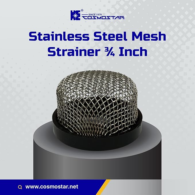 Cosmostar Stainless Steel Strainer ¾ Inch -14, Aerator Screen Wire Mesh Compatible with Livewell Pump, Industrial Plumbing Inline, Garden Washers Water Filter Sprayer Garden Hose Suction Line. (1)