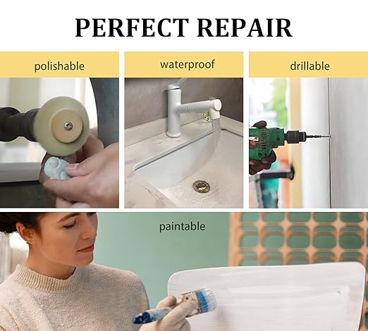Epoxy Putty, 10oz / 280g Fast Repair Pool Putty, Multi-Purpose Epoxy Sculpt Clay for Cracks, Leak Fix, Filling - Bonding Plastic Metal Ceramic Wood Tile Glass, Waterproof, Mega Adhesion (White)