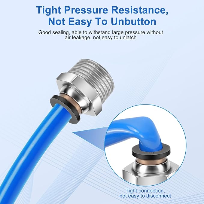 12 Pcs Push to Connect Fittings 1/4 Inch Tube OD x 3/8 Inch NPT Thread Pneumatic Male Straight and Elbow Quick Connect Air line fittings