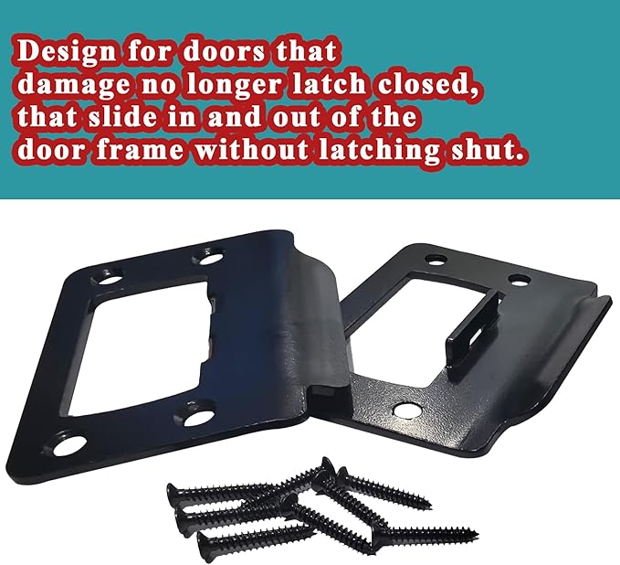 2-1/4" by 1-3/4" Door Latch Restorer Strike Plate for Doors, 2 PCS Universal Door Lock Hardware with Foul 1" Long Screws (Classic Black)