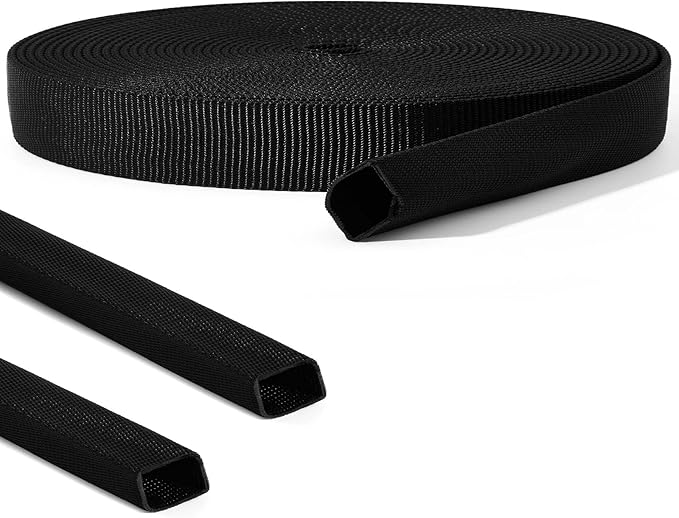 Hanaive 26 ft Nylon Hydraulic Hose Protector Sleeve Tig Torch Cable Cover Black Protective Cover Hose Sheath Hydraulic Wrap Cutting Wire Sheath Sleeve Management Wrap for Cord Tig(3/8 Inch Id)