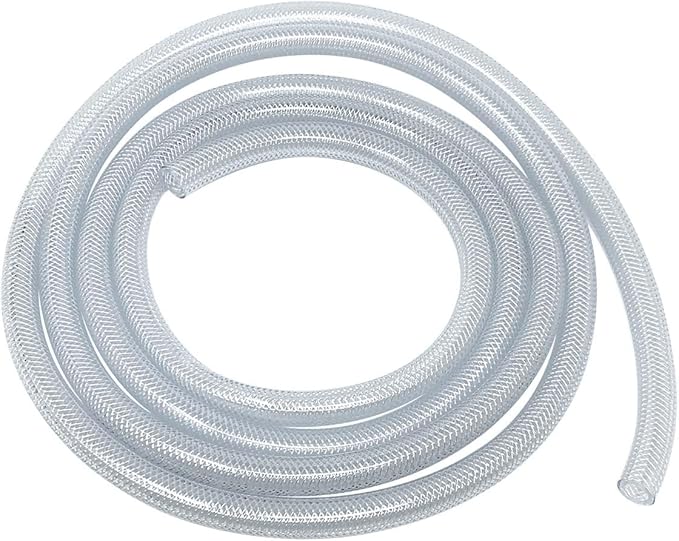 Gloxco Clear Braided PVC Tubing, Food Grade, Heavy Duty Reinforced Hose, 3/8" ID, 10 Ft Length