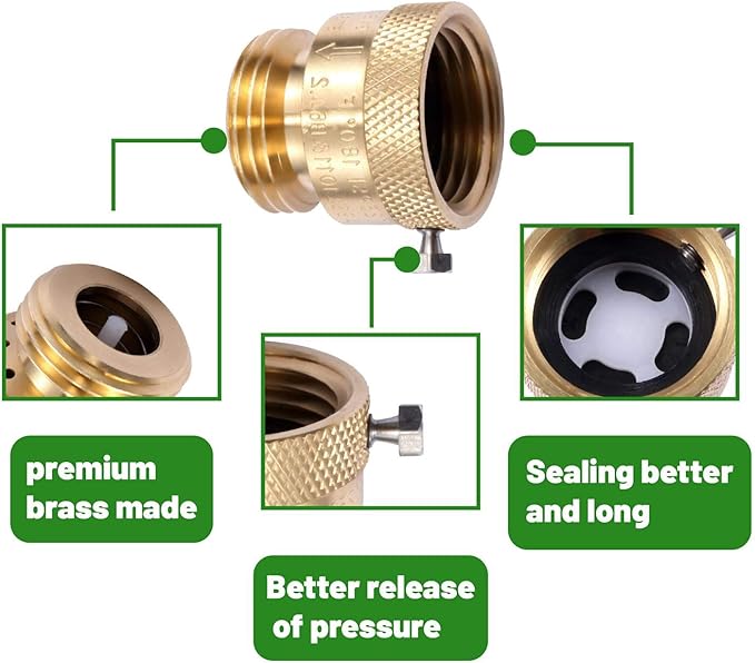 1 Pack Brass 3/4" Inch GHT Hose Bibb Connector Backflow Preventer Vacuum Breaker