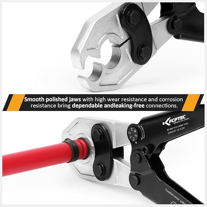 KF CPTEC 1/2'' & 3/4'' Combo PEX Crimping Tool for Copper Crimp Rings with Go/No-Go Gauge, Meets ASTM F1807 Standard, Durable Plumbing Tool