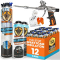 BEEST FullStop Spray Foam Insulation Kit for Walls and Attic - 240 Board ft/sq.ft. Perfect Heat & Acoustic Insulation for Reduced Energy Bills - 12x Spray Foam Can, 2X Cleaner, Pro X Gun & Safety Gear