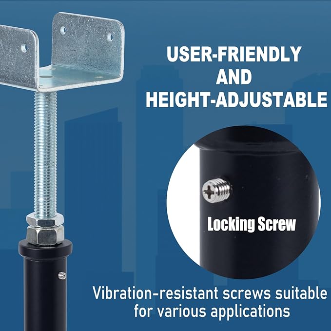 2 Pack U-Shaped Floor Jack - Adjustable Steel Beam Support for 4x2, 4x4, 4x6 Joists Heavy Duty Screw Jack with U-Head Telepost & House Jack.15-19 Inch Adjustment Range.