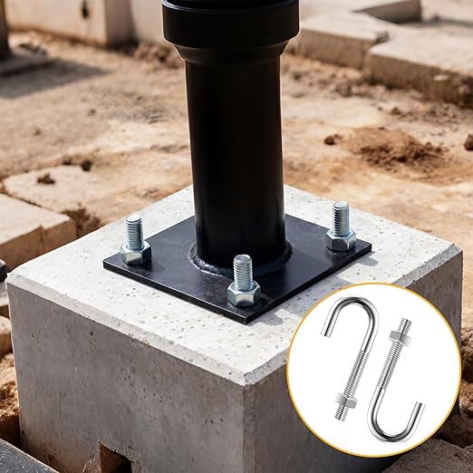 20 Pcs 3/8" x 3-3/4" J Bolt with Nut Galvanized Steel Eyebolts with Nuts Anchor Bolts Fastener Hardware for Concrete Pad Pouring Wood Projects Construction Dam Hanging Outdoor Installations