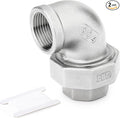 TAISHER 2PCS 304 Stainless Steel 90 Degree Elbow Union，3/8" NPT Female x 3/8" NPT Female Cast Pipe Fitting
