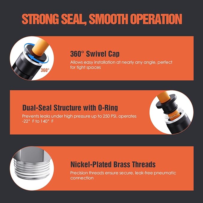 1/8"OD x 1/8"NPT Thread Push to Connect Fittings – Air Line Elbow Connectors, Quick Connect Pneumatic Fittings, Push Lock Air Hose Fittings for Compressor, Air Tools & Tubing (10 PCS)