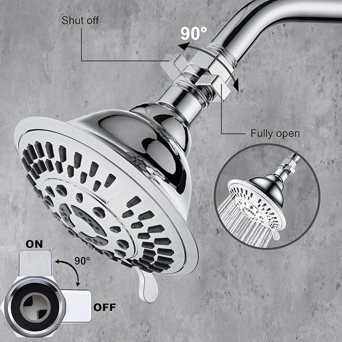BRIGHT SHOWERS Water Flow Control Valve, Brass Shower Water Valve with Handle Lever, Flow Regulator Water-Saver Volume, Chrome