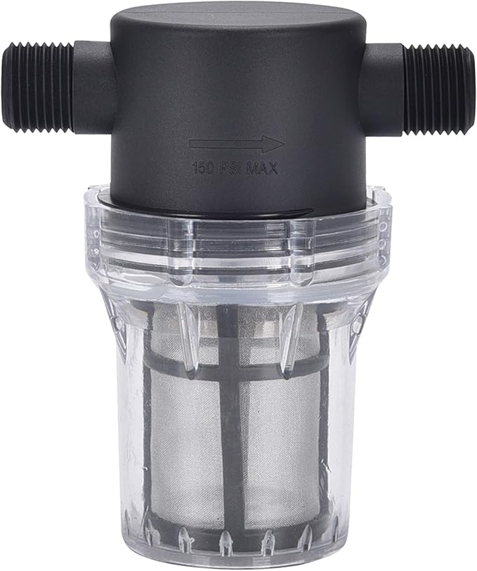 Water Filter, 1/2''Twist-On Pipe Strainer, Nylon PA66 cover, PC bowl, 304 Stainless Screen (1/2'' 80 Mesh Male water filter)