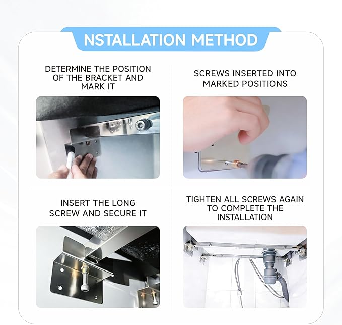 Undermount Sink Brackets Support -Adjustable Stainless Steel Heavy Duty Under Mount Sink Support Kit, Under Sink Mounting Brackets & Kitchen Sink Installation Parts 31.8-47.2 inches (81-120cm)