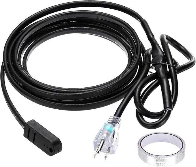 MECCANIXITY 12FT Self-Regulating Water Pipe Heat Tape,5W/Ft 120V Electric Plugs 3 Prong Heating Trace Cable for Metal and Plastic Pipe Freeze Protection Keeps Water Flowing
