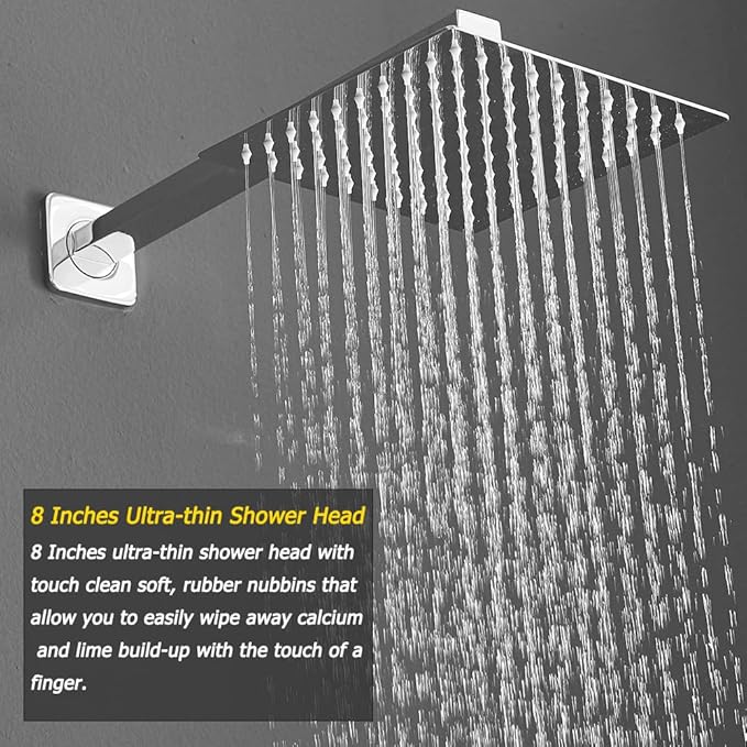 Shower System with High Pressure Rainfall Shower Head, Handheld Shower head and Shower Faucet Trim Kit, Rain Mixer Shower Set Wall Mounted Chrome（Valve Include）