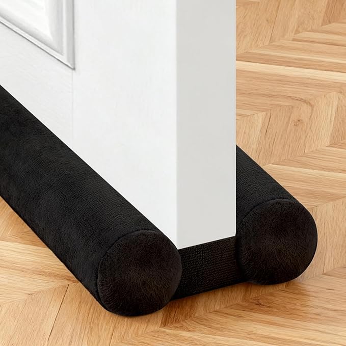 Adjustable Under Door Draft Stopper, 30"-36" Double Side Block Design, Windproof Seal,Noise Blocker, Blocks Cold Air, Draft, Dust, and Light -Black